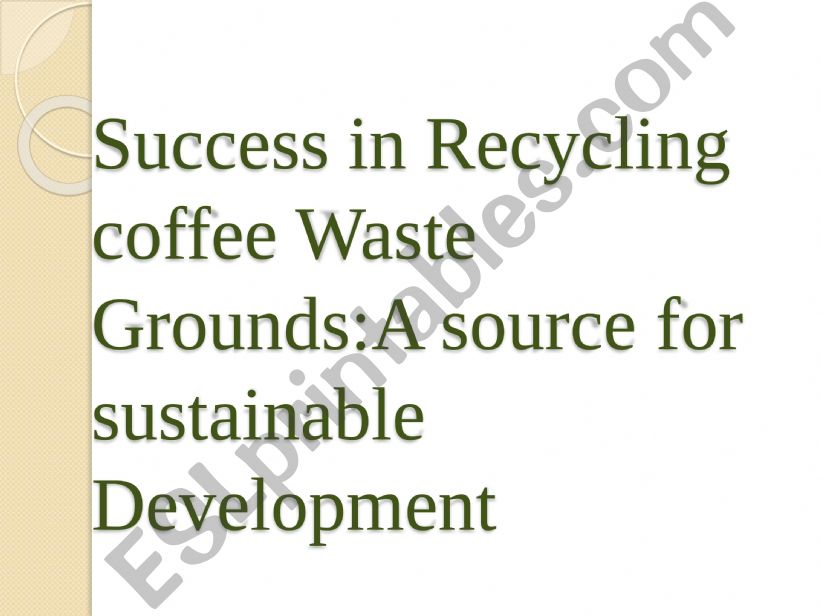 Recycling coffee waste grounds 