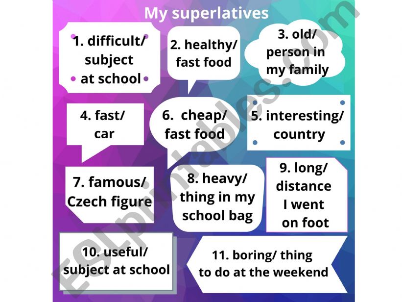 Superlatives - speaking activity