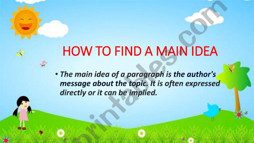 HOW TO FIND A MAIN IDEA powerpoint