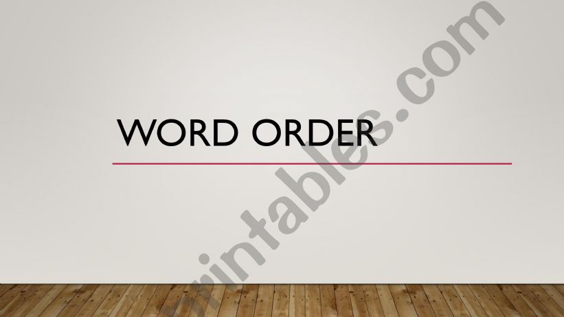 Word order powerpoint