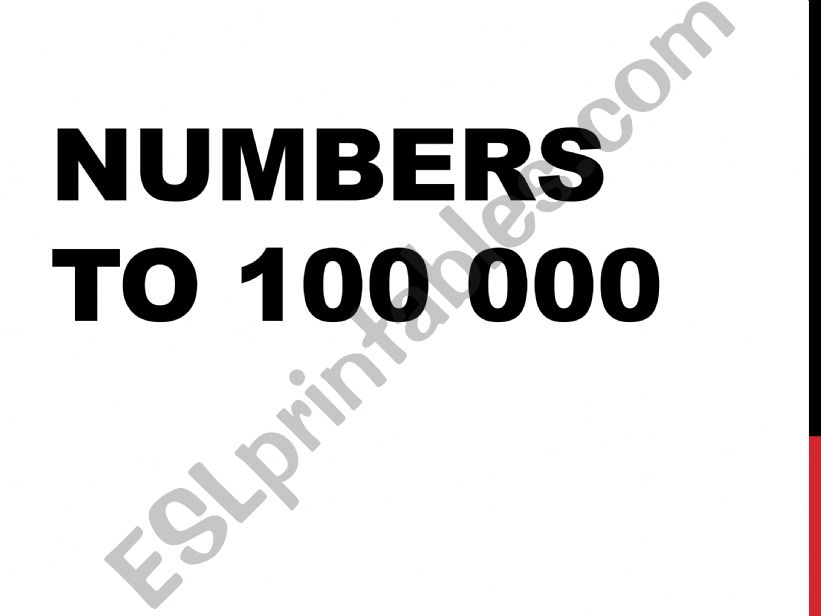 Numbers to 100 000 powerpoint