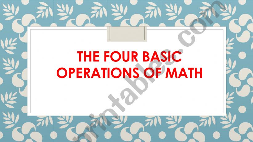 the four basic operations  of math