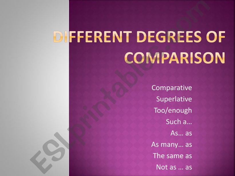 DIFFERENT DEGREES OF COMPARISON AND EXPRESSIONS