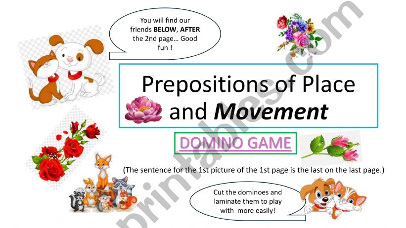 Prepositions of place and movement - domino game