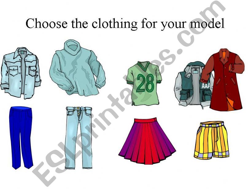 Choose the clothing for your model