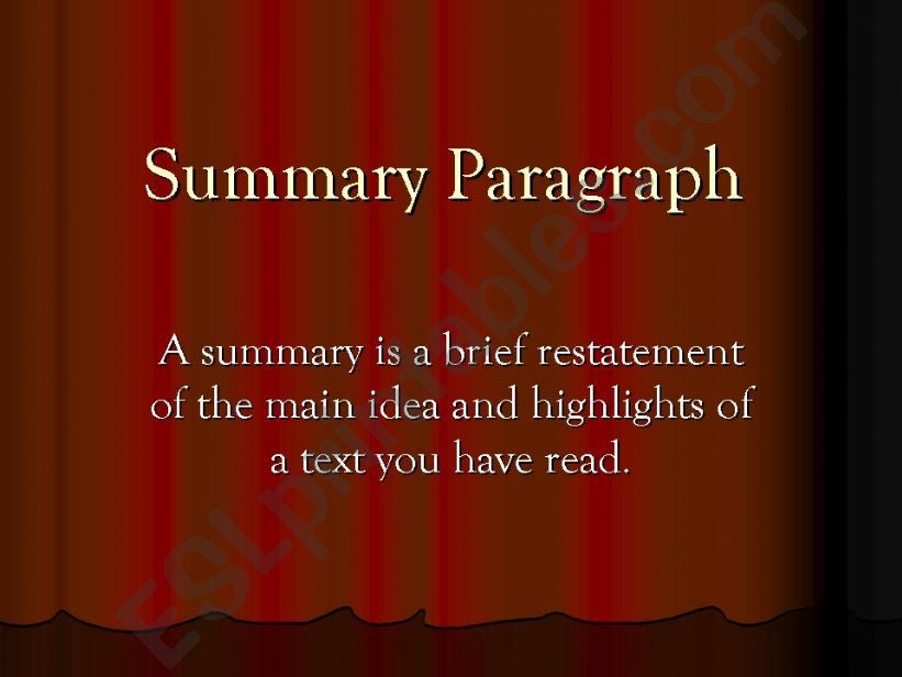 Summary Paragraph powerpoint