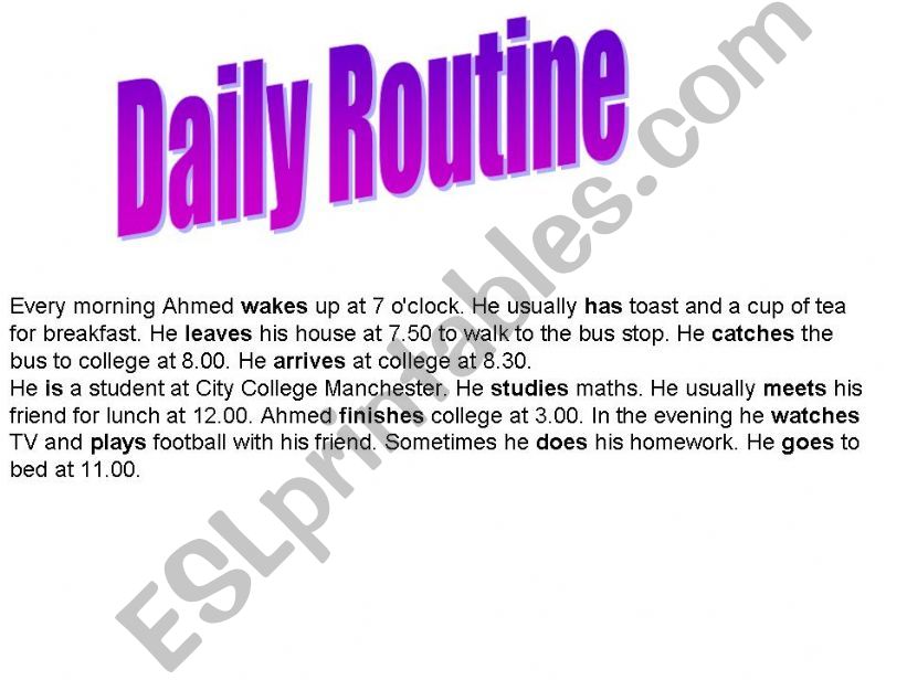 daily routine powerpoint