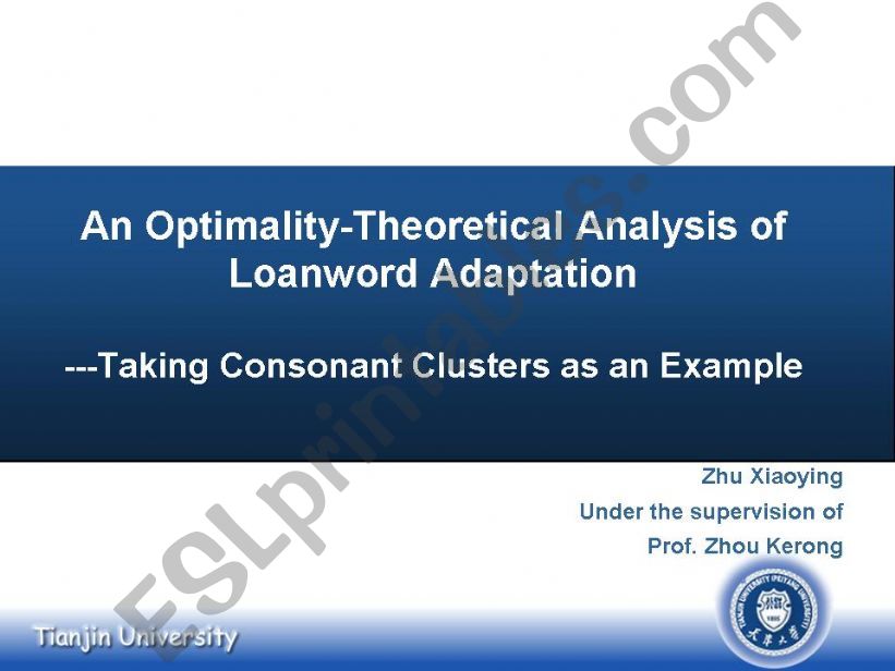 An Optimality Theoretical Analysis of Loanword Adaptation,taking consonant clusters as an example