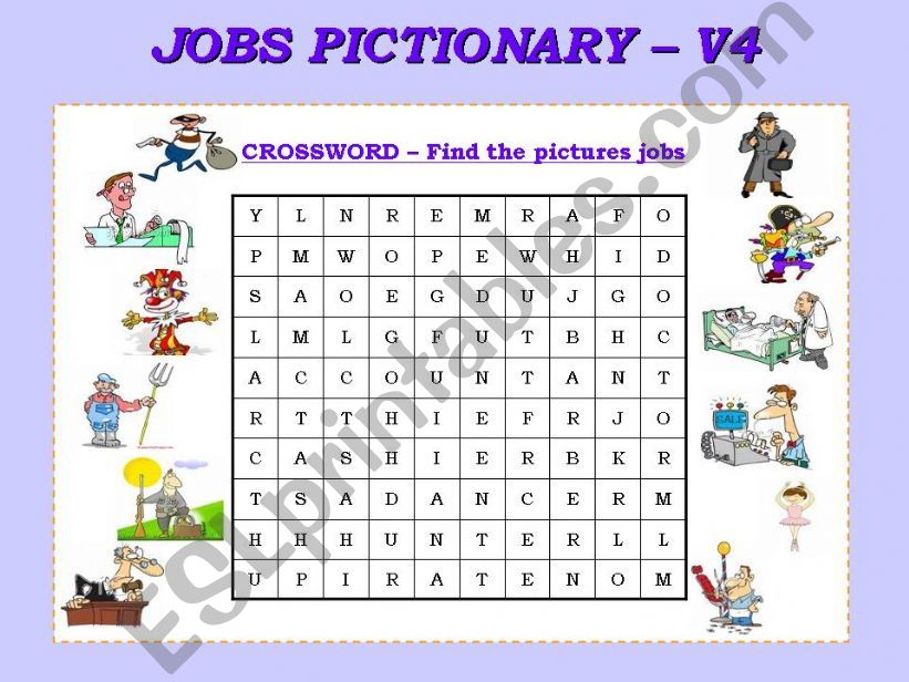 JOBS PICTIONARY - 4  of 4 powerpoint