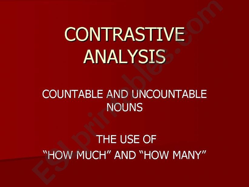 contrastive analysis countable and uncountable nouns