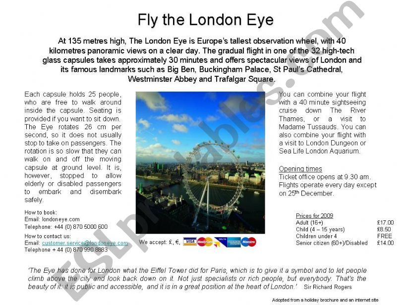 Fly the London Eye powerpoint