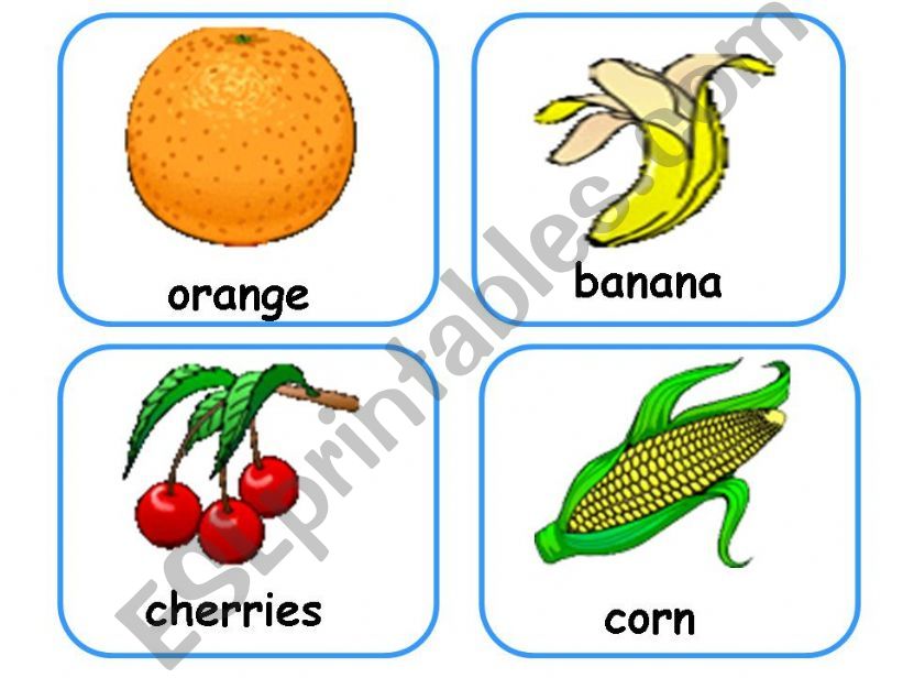 FRUITS AND VEGETABLES  FLASHCARDS 