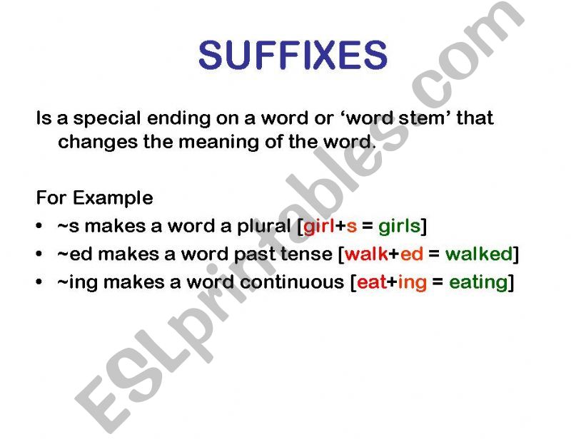 Yr 6-7 Low Literacy Spelling - Suffuxes