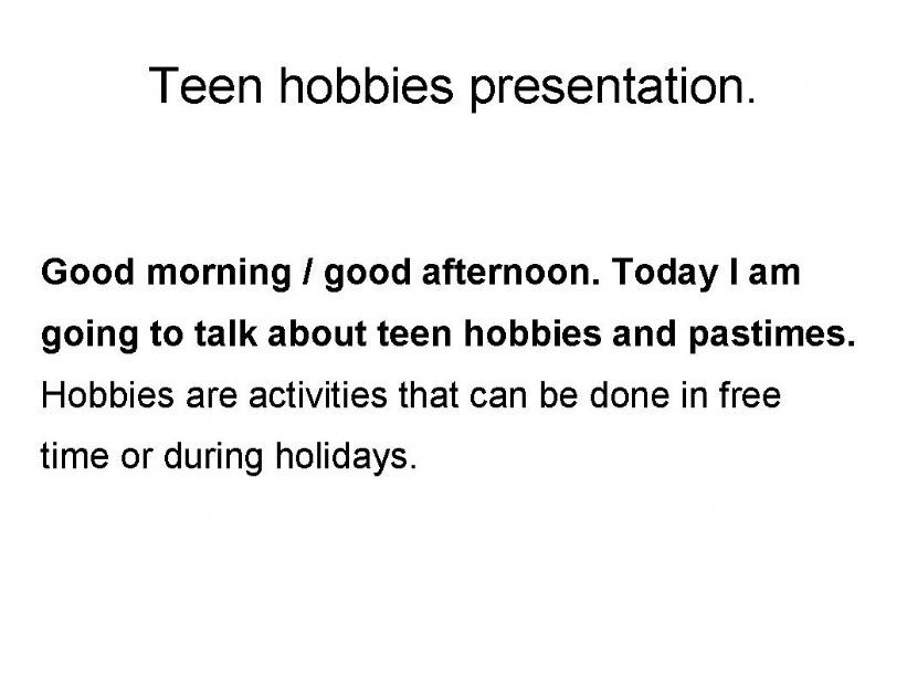 Hobbies - choral Reading powerpoint
