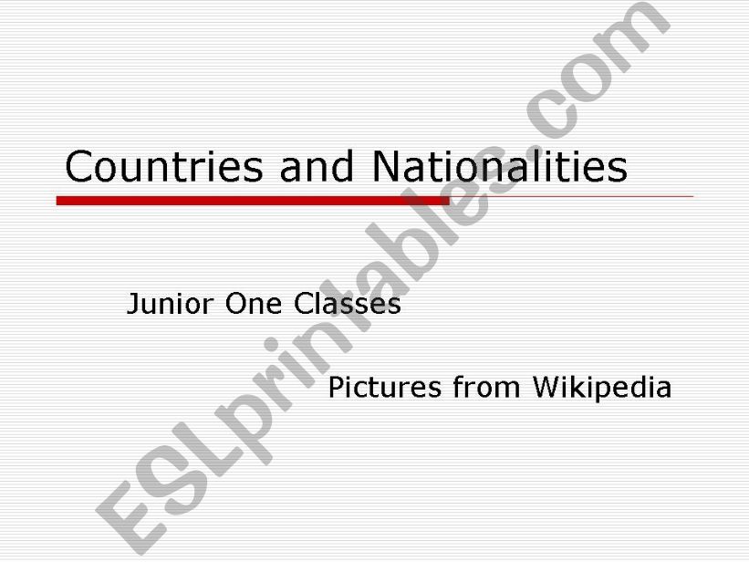 Talk Time 1 Supplementary: Countires and Nationalities