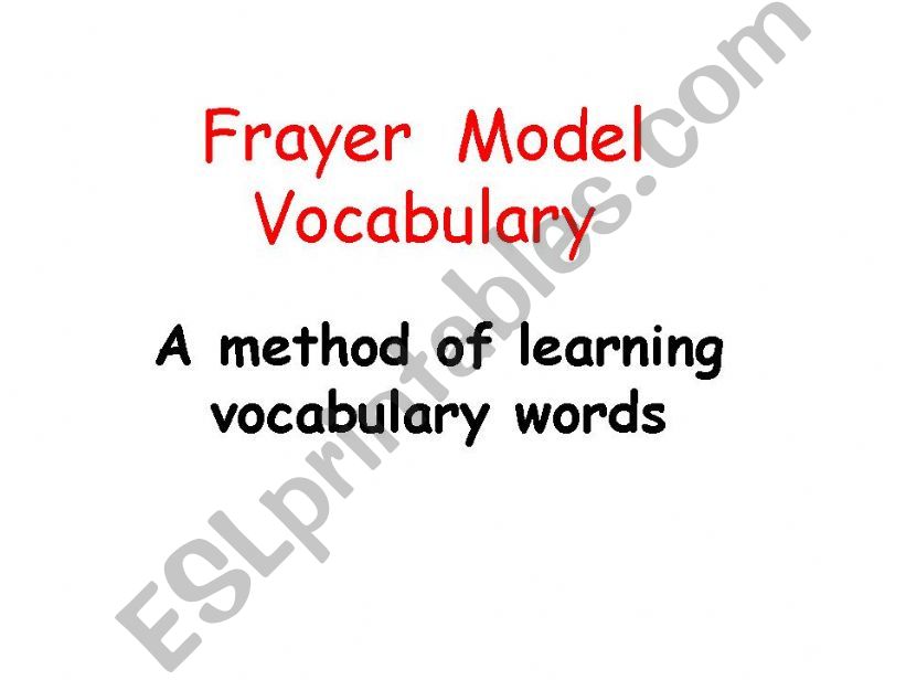 Frayer Model  powerpoint