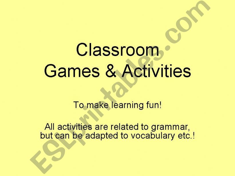 Classroom Games & Activities  powerpoint