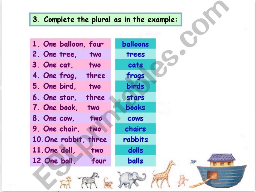 Complete the plural  powerpoint