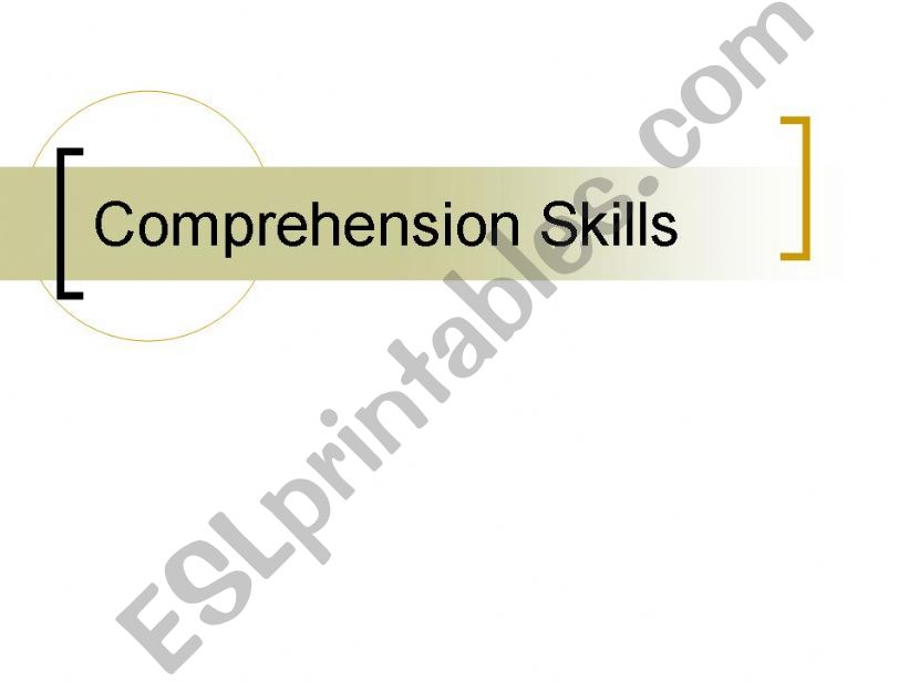 Comprehension Skills powerpoint