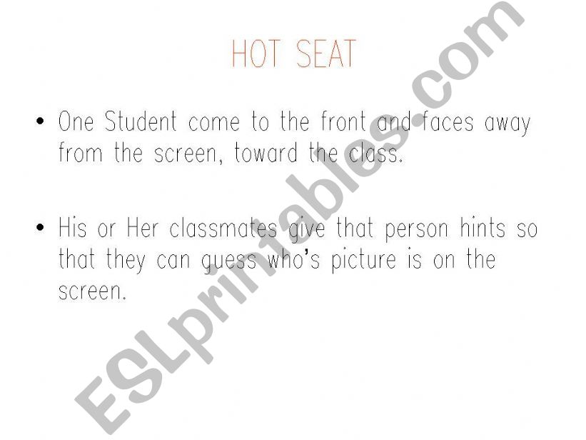 Hot Seat- Describing people powerpoint