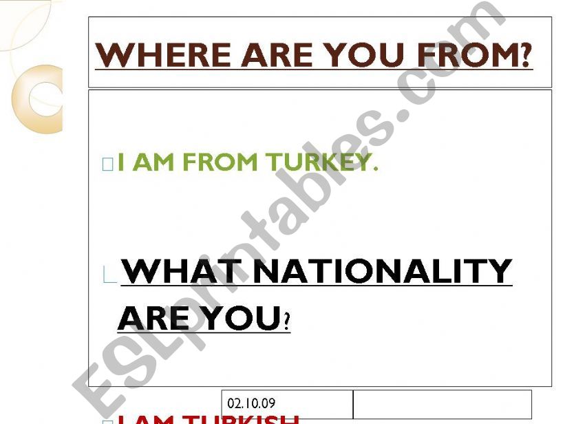 What nationality are you? powerpoint