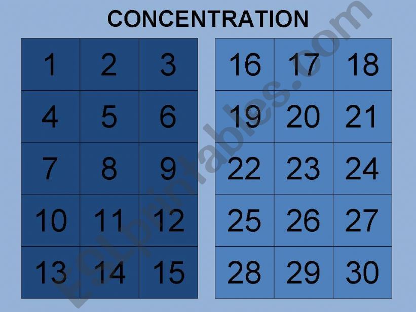 Memory/Concentration/Pelmanism collocations