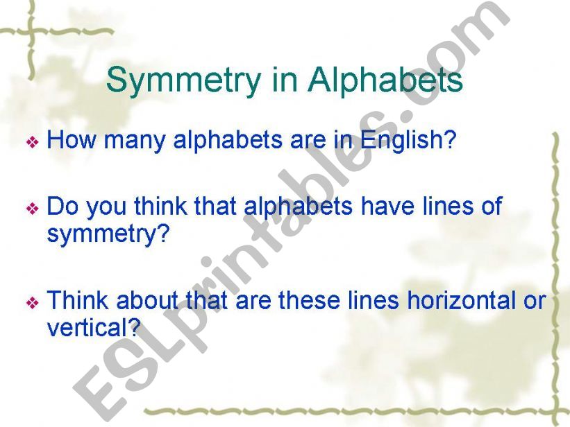 alphabets lines of symmetry powerpoint