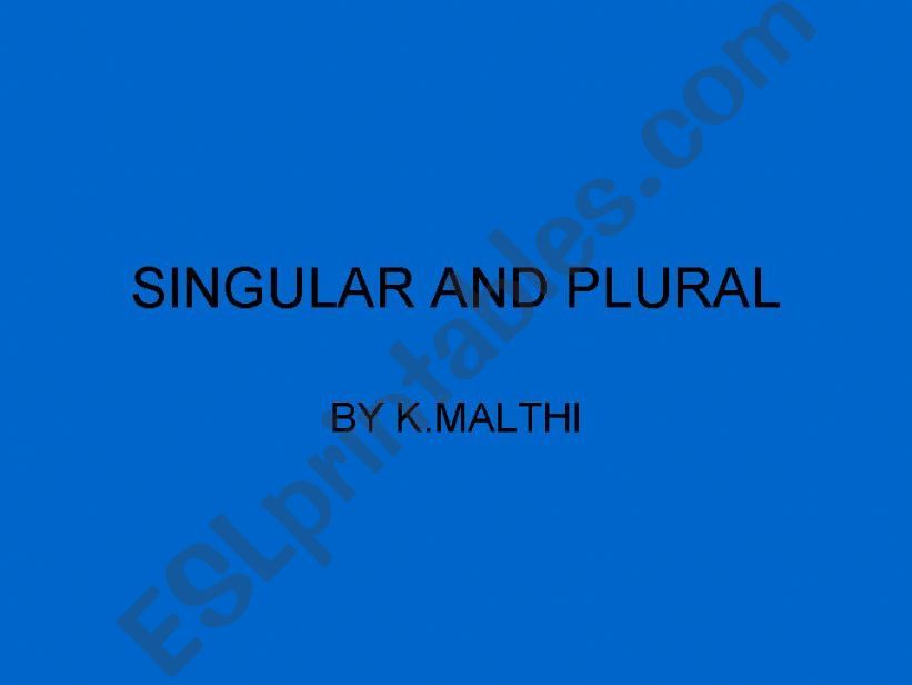 Singular and Plural powerpoint