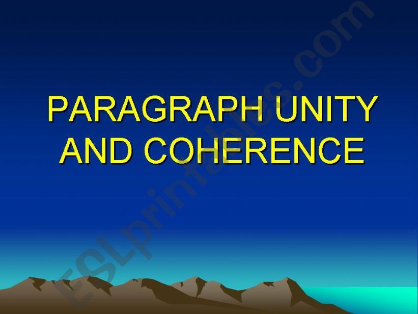 Paragraph Unity and Coherence powerpoint