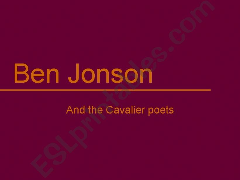 Ben Jonson- English Literature