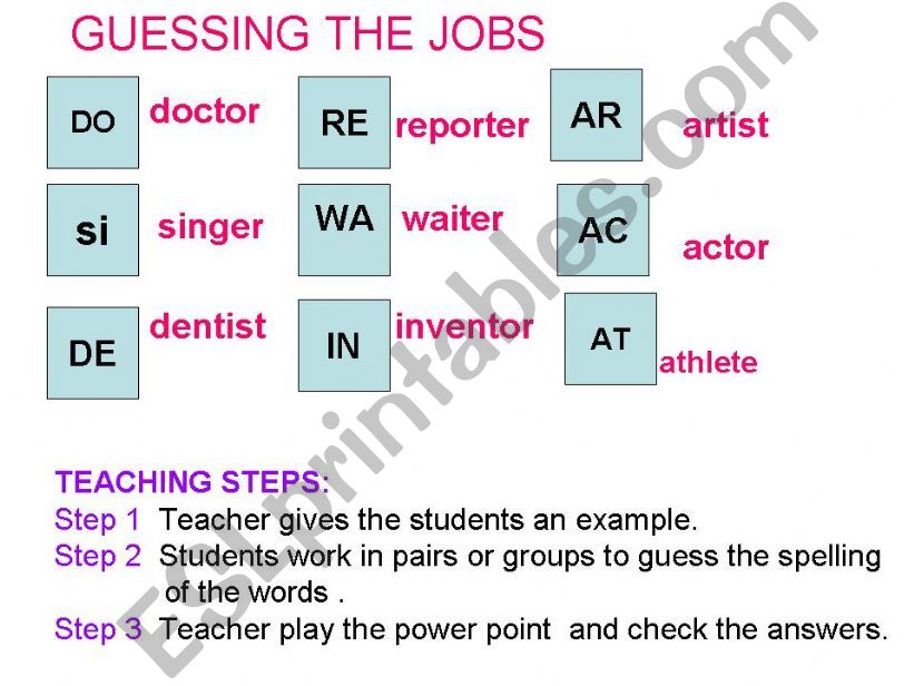Revise the occupations powerpoint