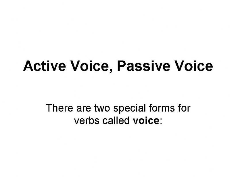 ACTIVE VOICE, PASSIVE VOICE powerpoint