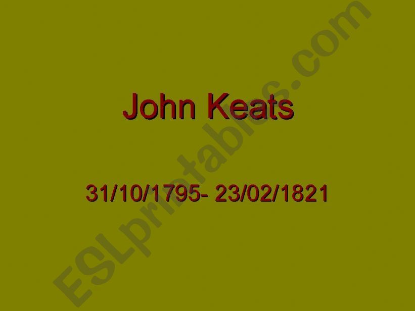 John Keats- Poetry- English Literature