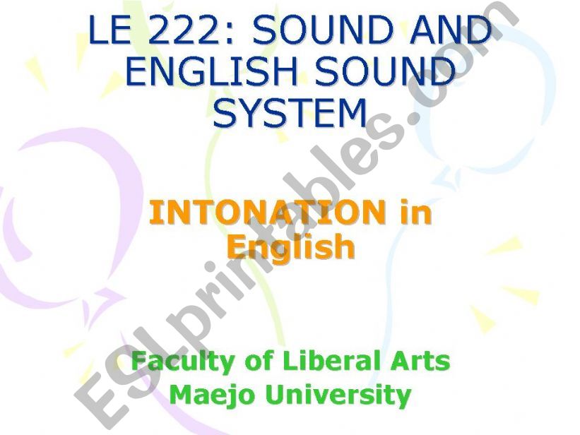 Intonation in English  powerpoint