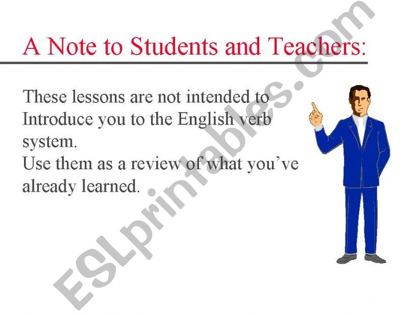 A note to student and teachers abuot verb