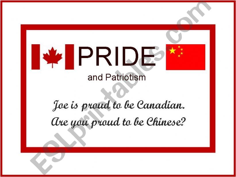 patriotism and pride (2)... Joe is proud to be Canadian ... exercise