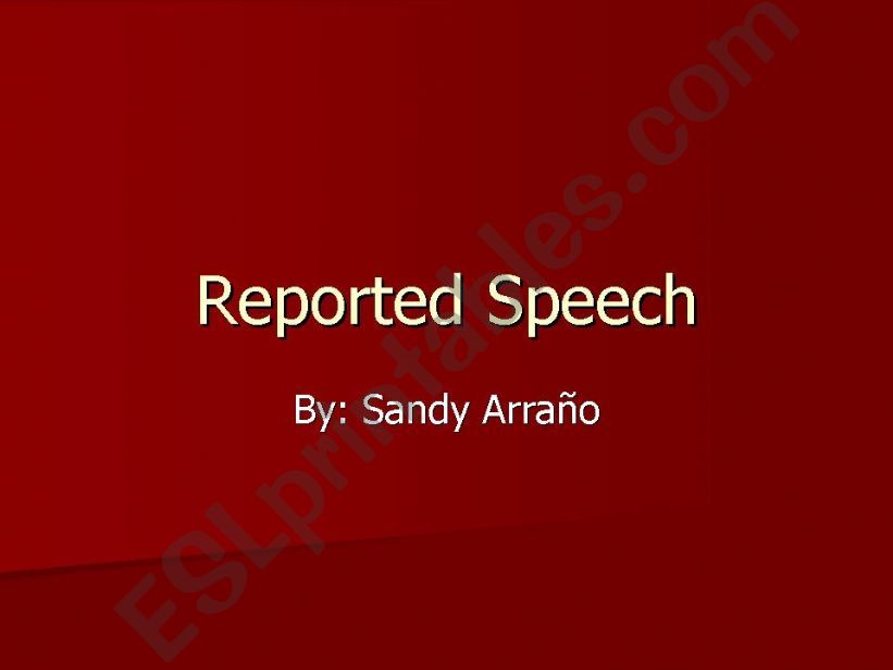 REPORTED SPEECH powerpoint