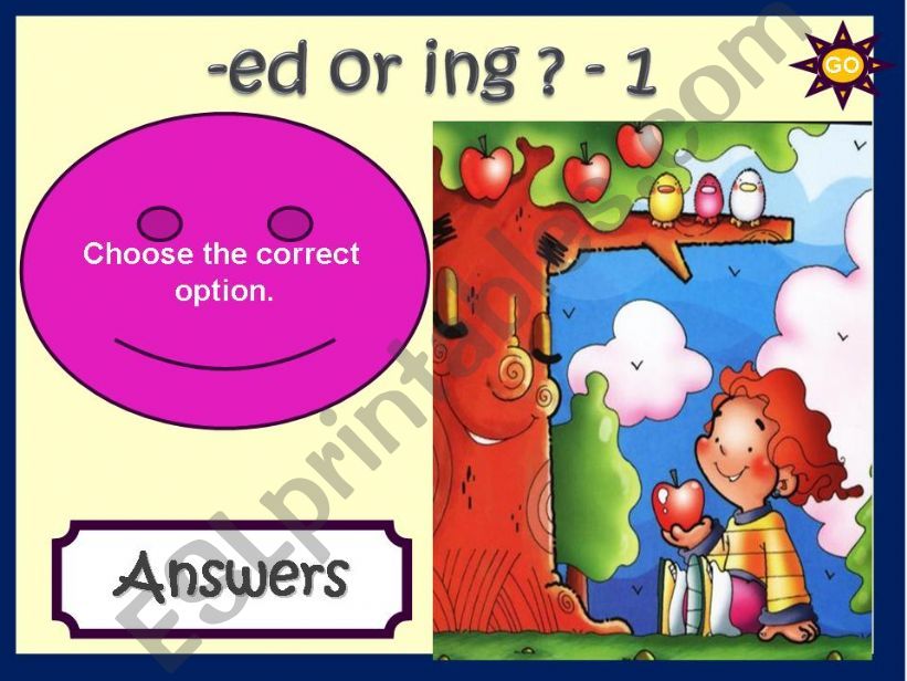 ESL English PowerPoints ED Or ING ADJECTIVES GAME 1 