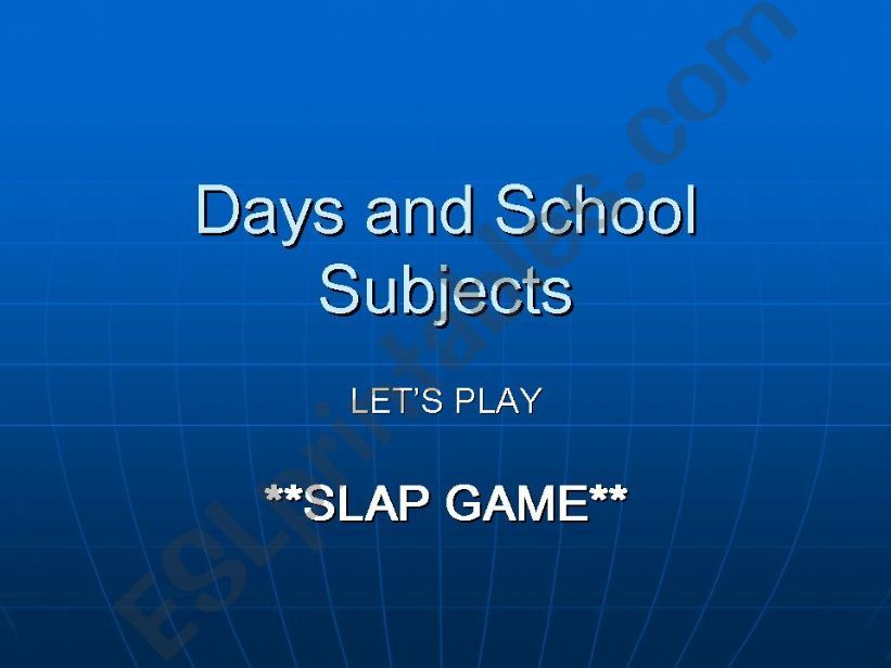 Days and School Subjects Powerpoint