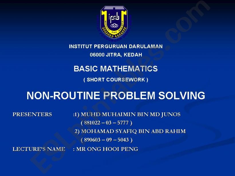 Non-routine Probelms Solving powerpoint