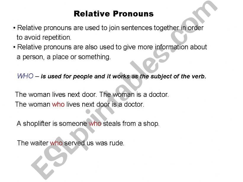 Relative Pronouns powerpoint