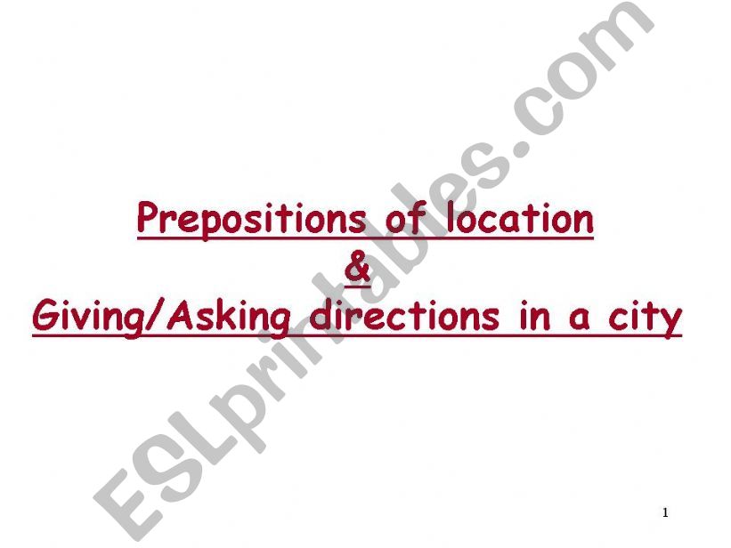 Giving & Asking Directions In A City