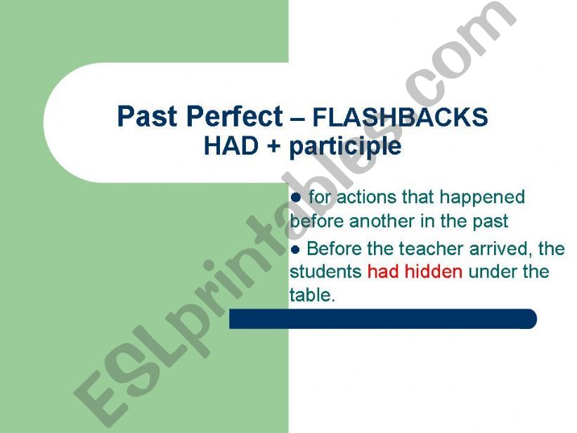 past perfect grammar presentation + controlled practice