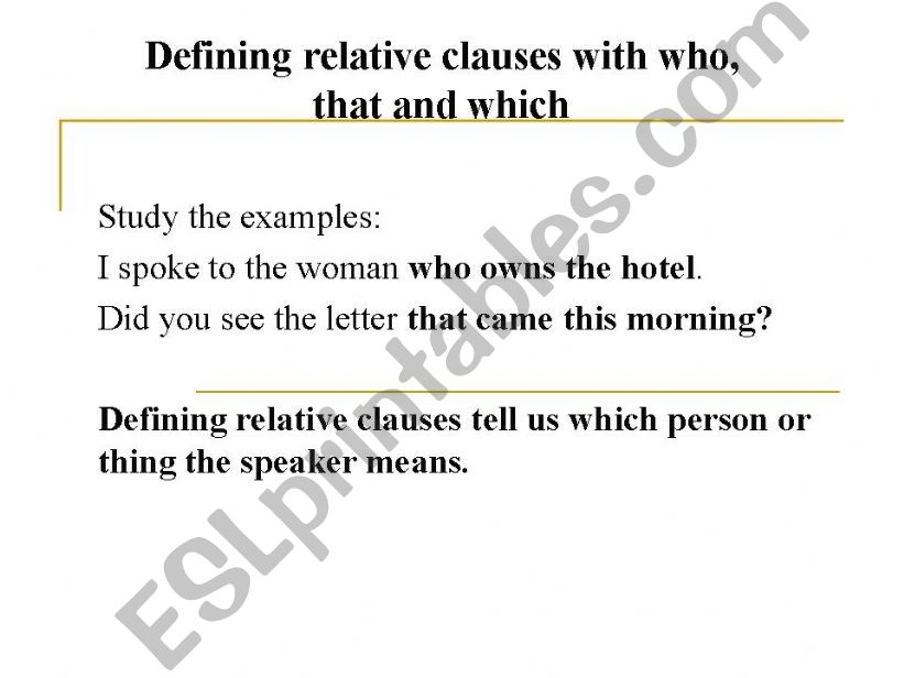 Defining  relative clauses powerpoint