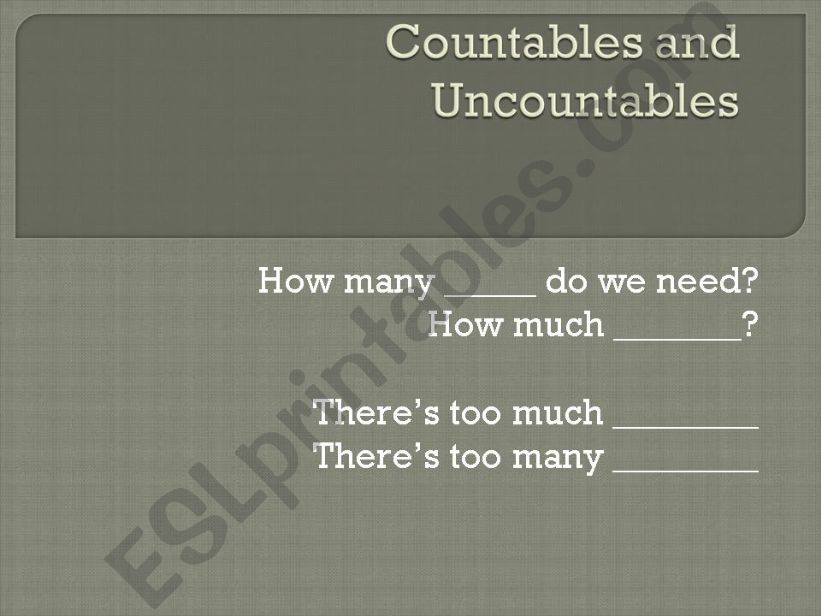Countables and Uncountables with Foods!