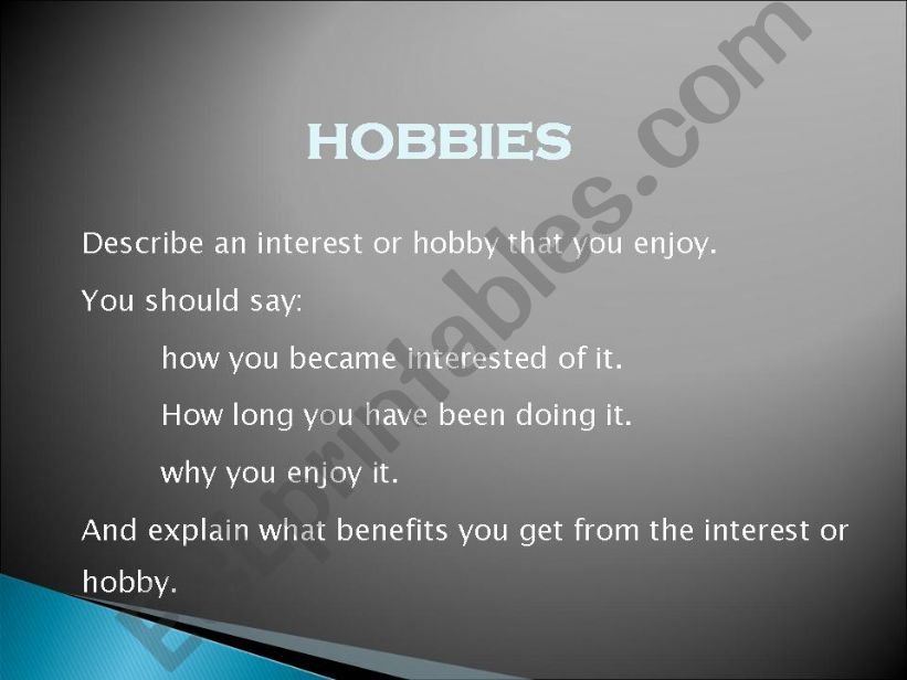 Speaking: Food and Hobbies powerpoint