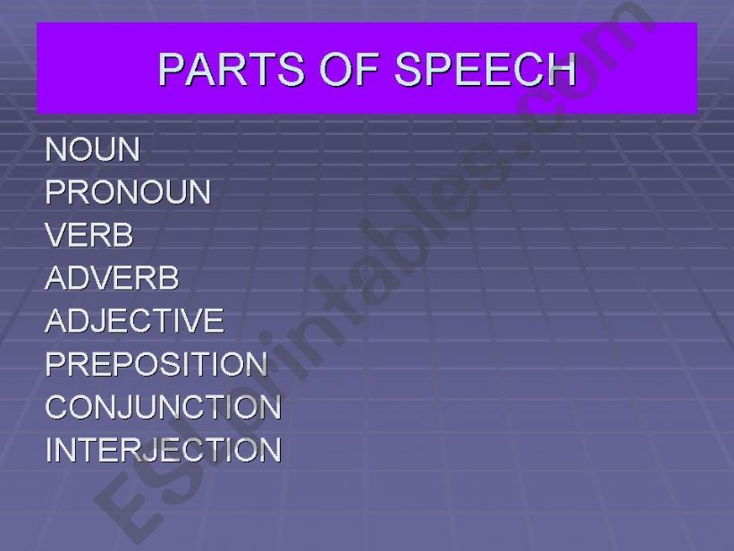 parts of speech with example powerpoint