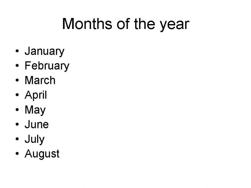 Months of the Year powerpoint