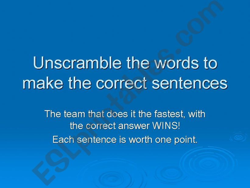 Unscramble the sentences! powerpoint