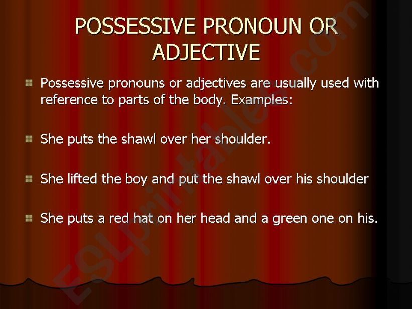 POSSESSIVE PRONOUNS OR ADJECTIVES